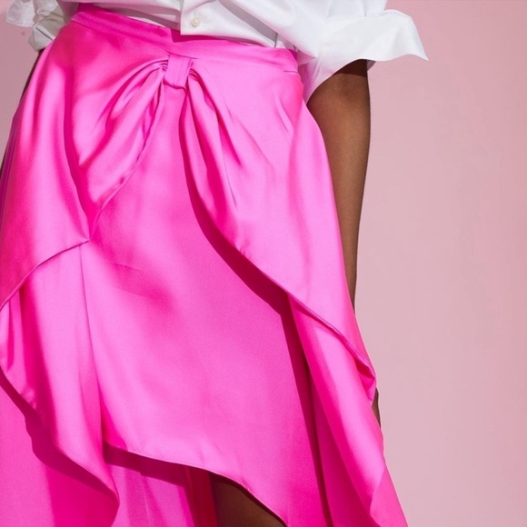 Cynthia Rowley Maxi Low High Silk Bow Skirt in pink size 2 - Picture 3 of 11